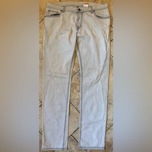 Alexander McQueen Men’s Straight Leg Jean Bleached Denim Embroidered Logo 38